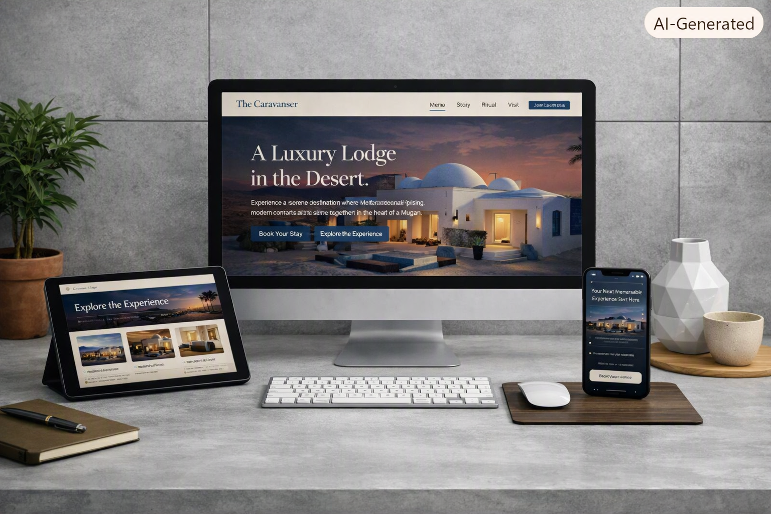 Responsive website design shown on desktop, tablet and mobile devices